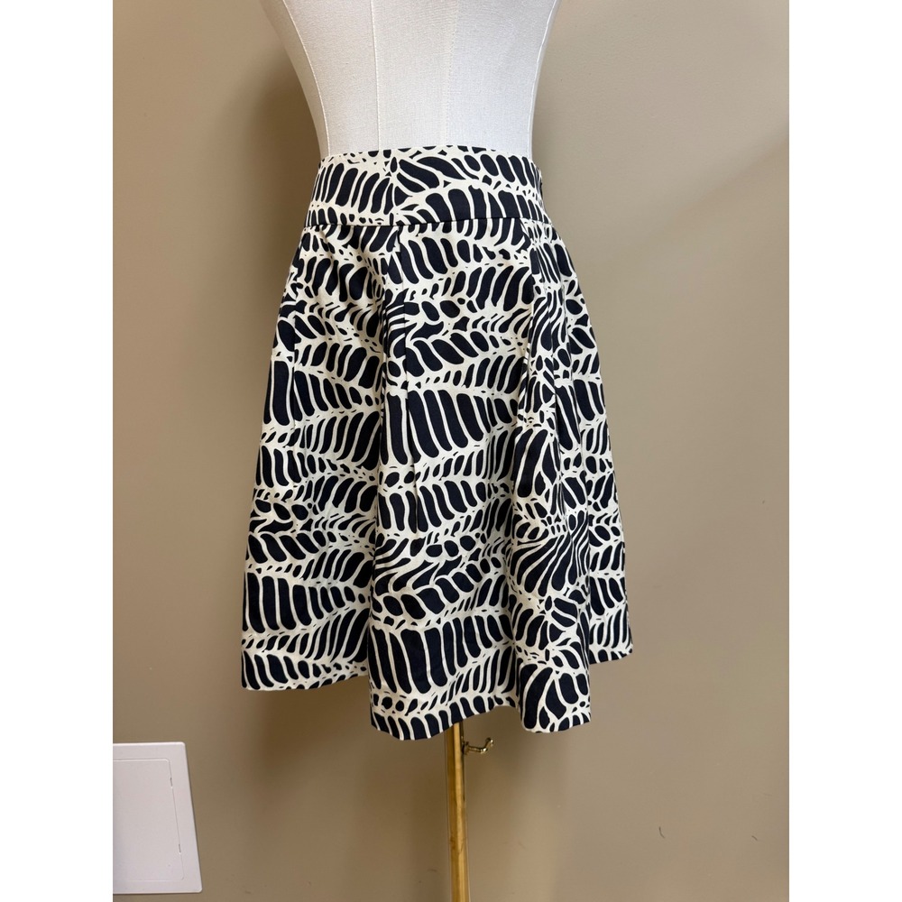 CK Bradley‎ New York Womens Pleated A Line Skirt Black White Abstract Print